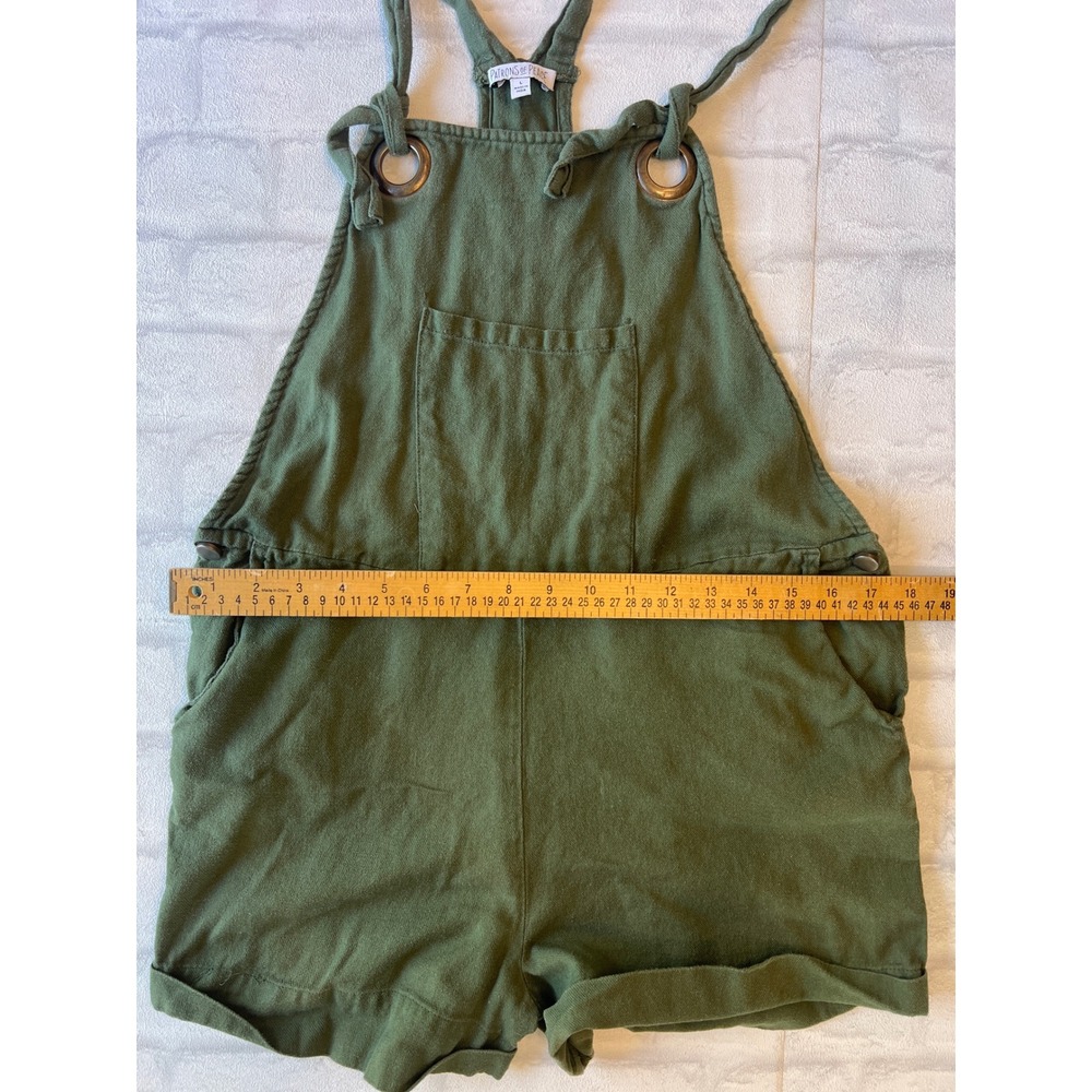 Patrons of Peace Green Cotton Shortalls Boho Overalls Women Large - Picture 7 of 8